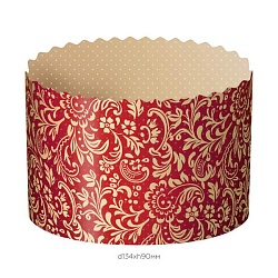 Форма бумажная для кулича "ФЛОРА КРАСНАЯ" d= 13,4 см x h= 9 см