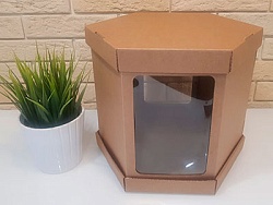 Коробка для торта 26,4 см*31,3 см*26 см крафт "6 граней"